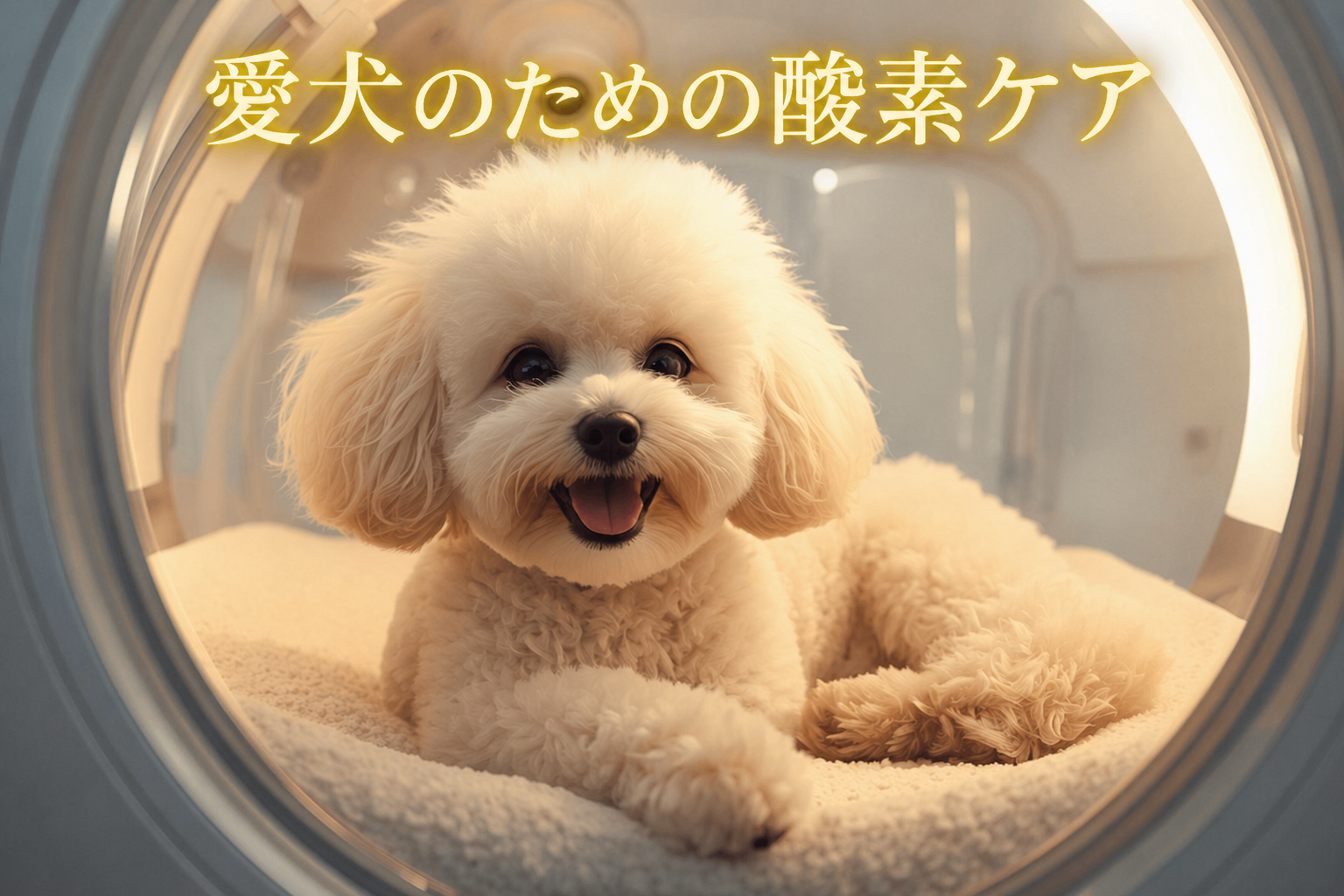 酸素室でくつろぐワンコ