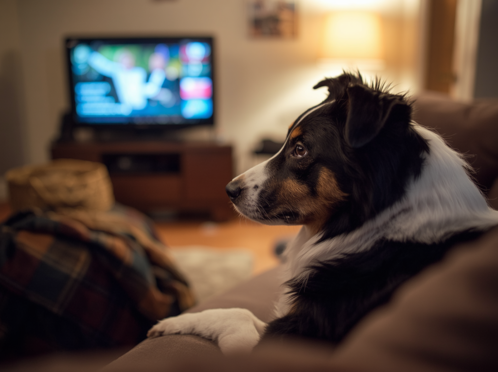 テレビを見ているボーダーコリー