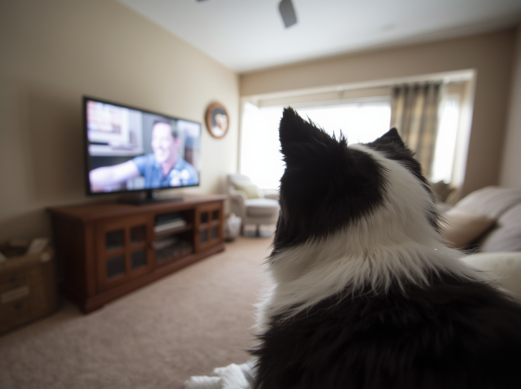 テレビを見ているボーダーコリー