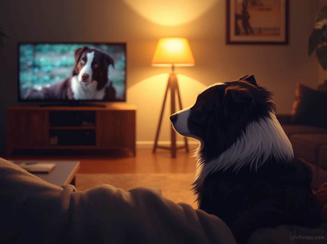 テレビを見ているボーダーコリー