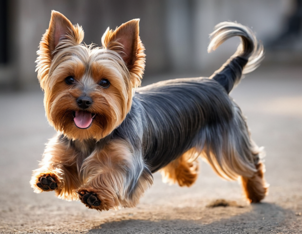 走るヨークシャーテリア