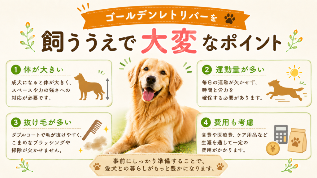 ゴールデンレトリバーを飼ううえで大変なポイント