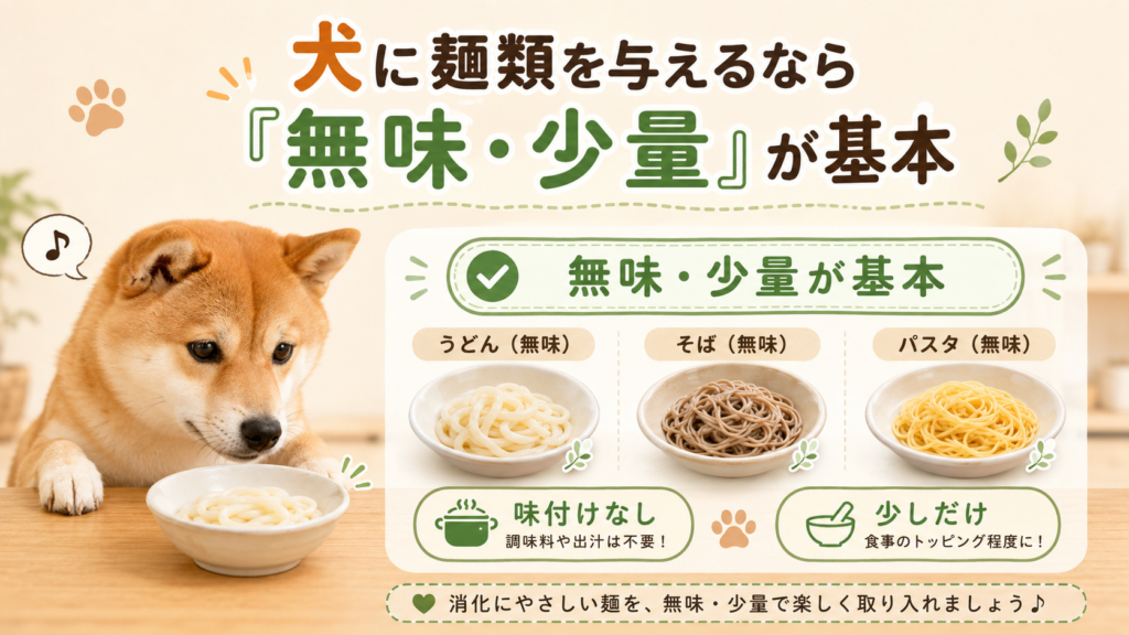 犬に麺類を与えるなら「無味・少量」が基本